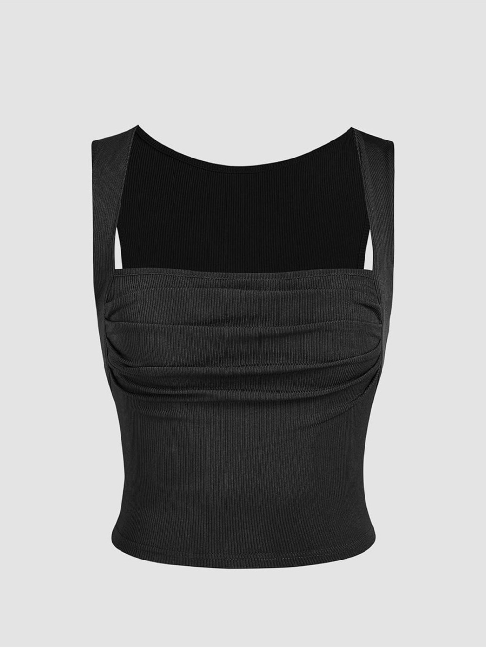 Cider Black Ruched Square-Neck Tank